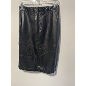 Leather Skirt Vintage Knee Length Button Slit Modern Size 6